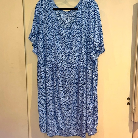 Blue short sleeve midi dress size 4X - Picture 1 of 5